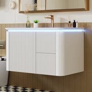 Mobile sottolavabo sospeso con lavabo integrato ¨C Minimal ¨C Bianco 80.5x47.5x51cm cassetti LED