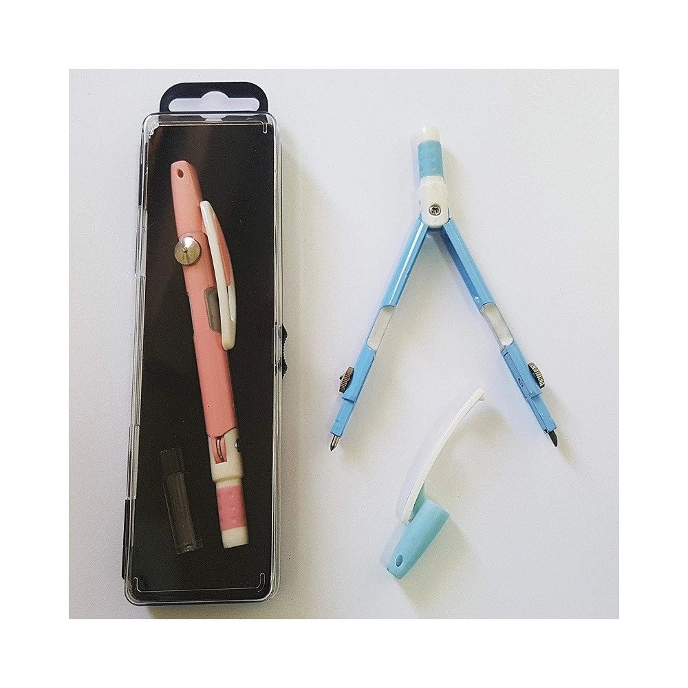 Trade Shop - Compasso Compatto Portatile Per Disegni Tecnici Geometrico Scuola Lavoro Ufficio -
