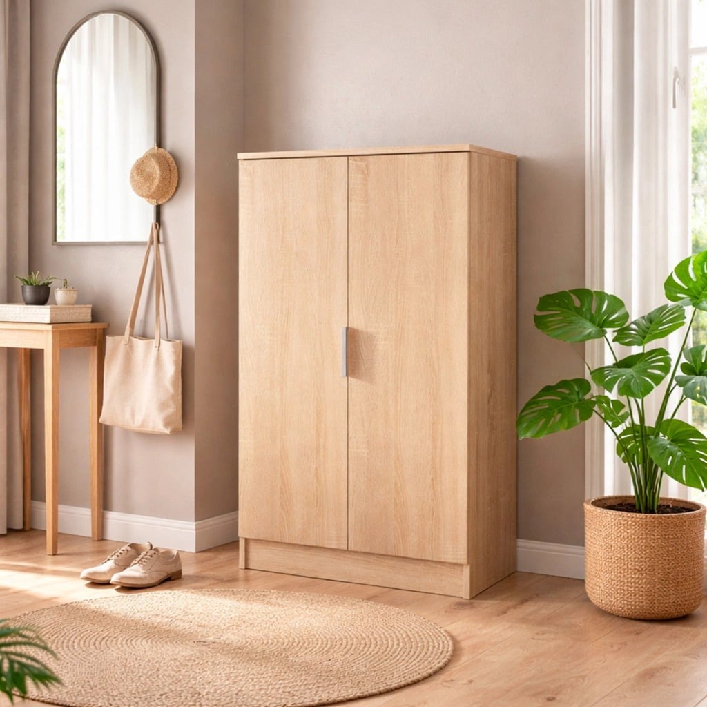 Mobile Porta Scarpe Armadio Multiuso Con 2 Ante E 6 Ripiani Estraibili Scarpiera Salvaspazio Design Moderno Minimal Per Ingresso Corridoio Camera Ripostiglio 108 X 55 X 39.6 Cm Rovere