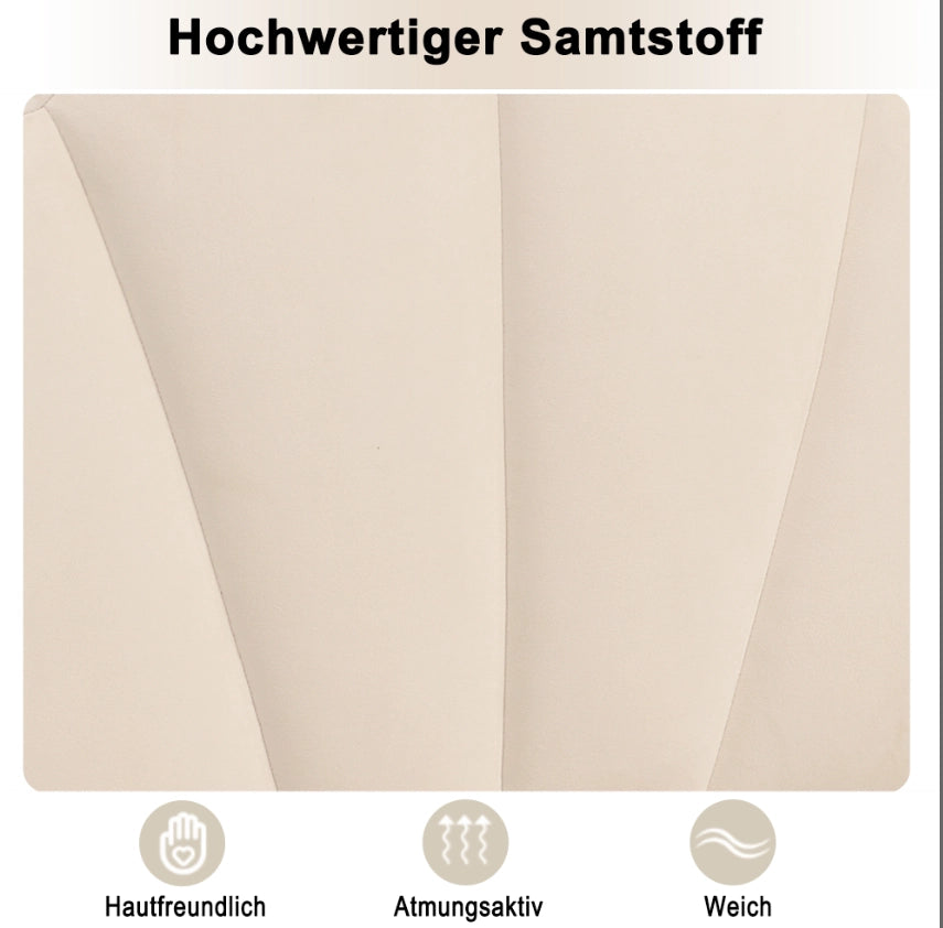 Letto imbottito in velluto beige 90x200 cm con testiera regolabile e rete a doghe
