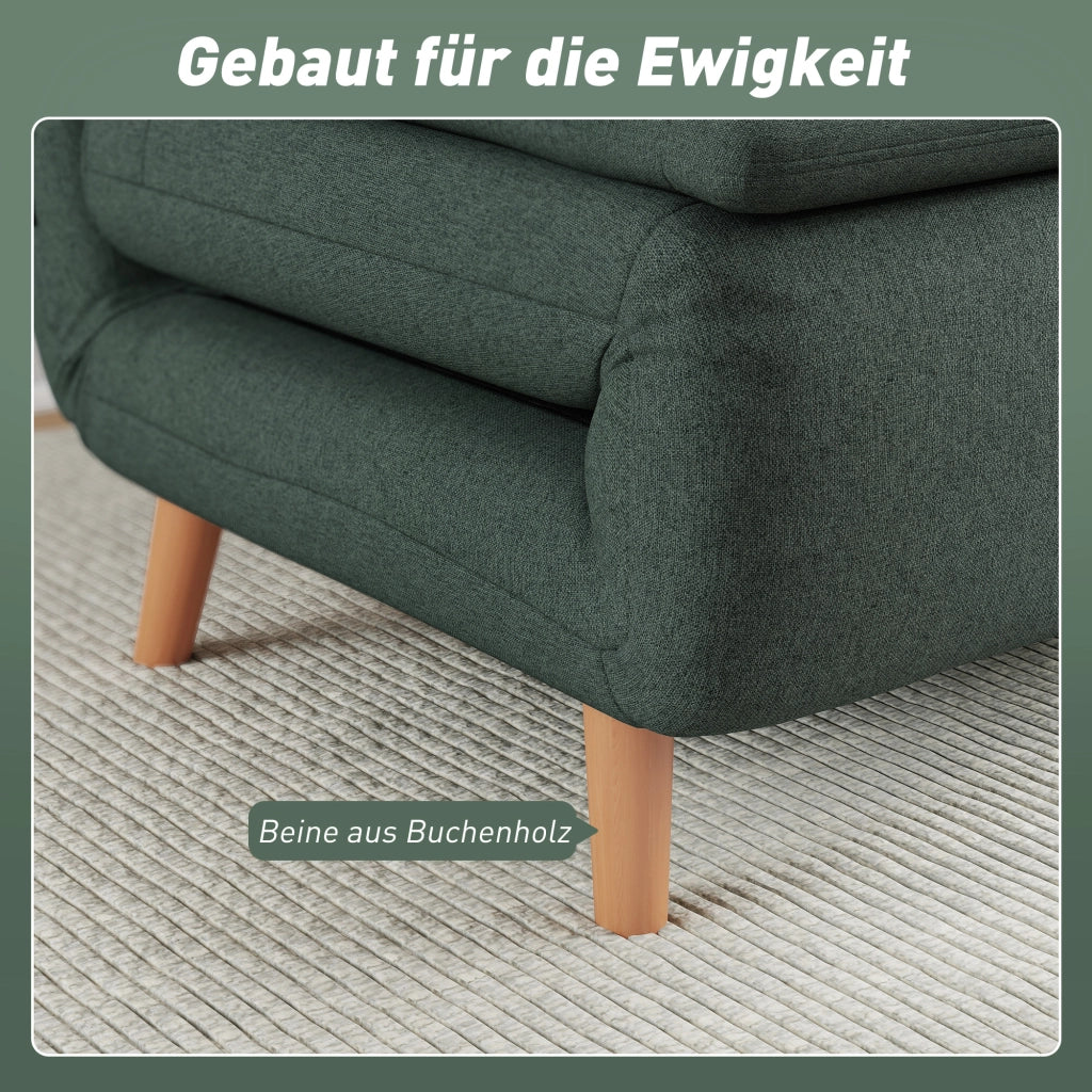 Letto Poltrona Imbottito ¨C Zephmum ¨C Verde Scuro Legno di Faggio
