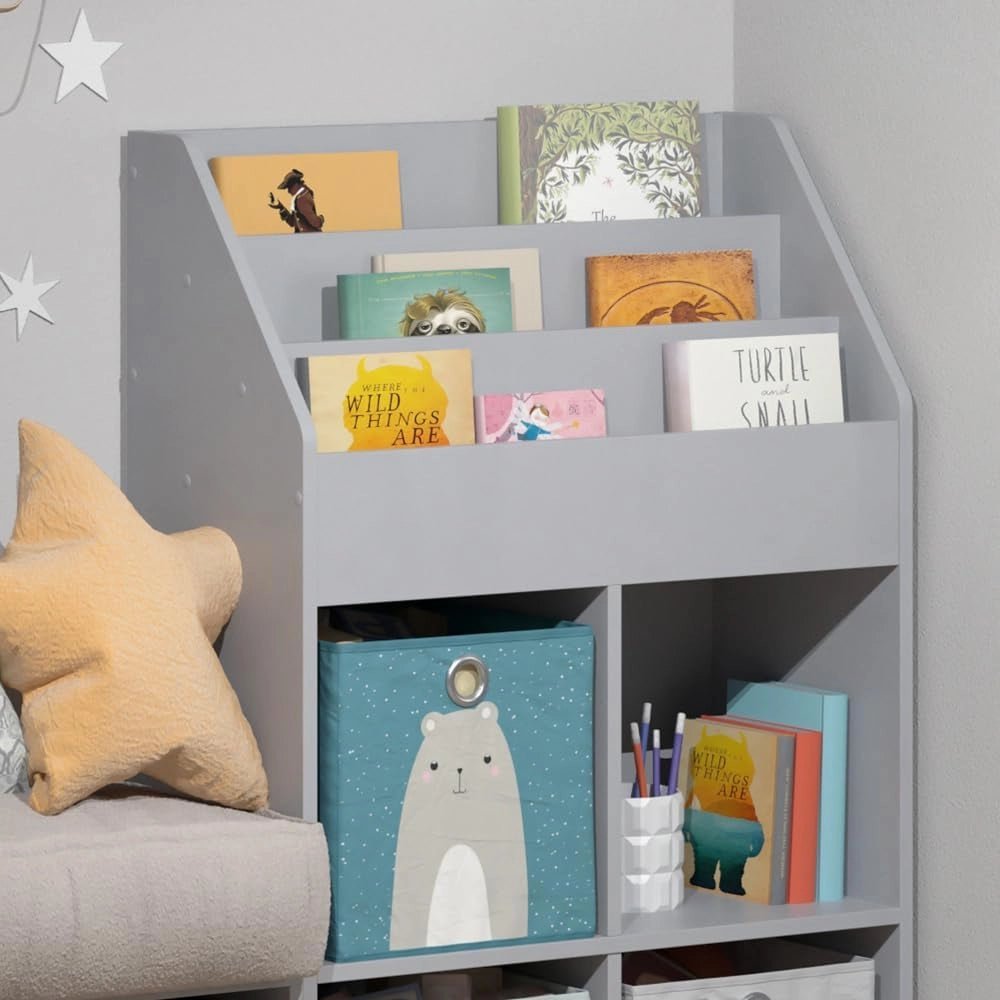 Libreria bambini Luigi, Grigio, 72 x 114.2 cm, combinabile per riporre giocattoli e libri