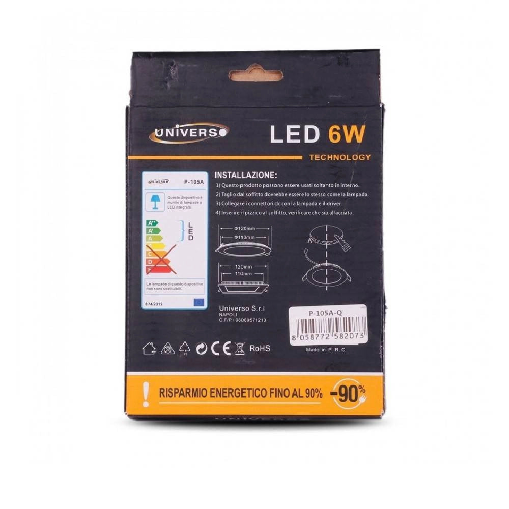 Trade Shop - Pannello Led Slim 6w Incasso Quadrato In Pvc Luce Caldo Freddo Naturale P105aq - -bianco Caldo      -