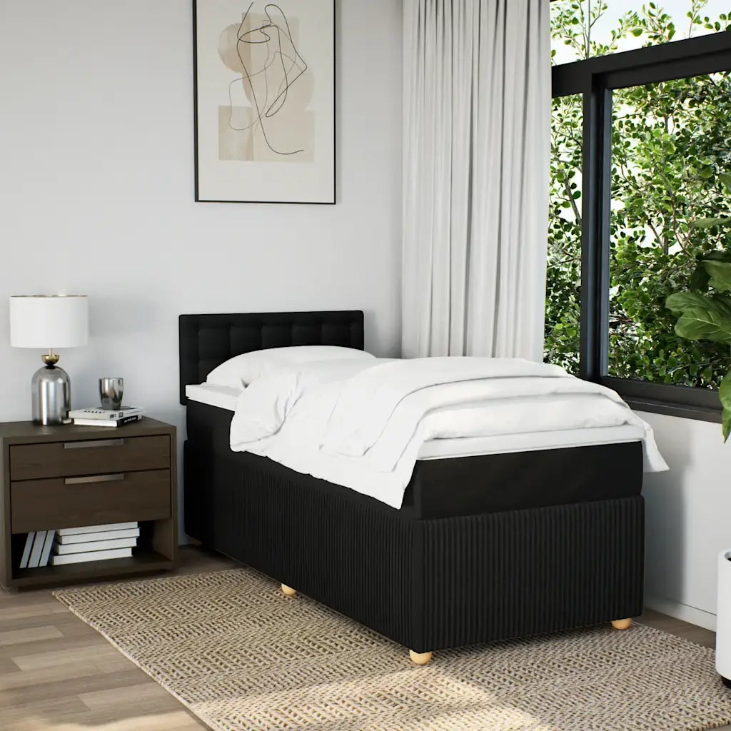 Giroletto a Molle con Materasso-Struttura Letto Nero 80x200 cm inTessuto 346501