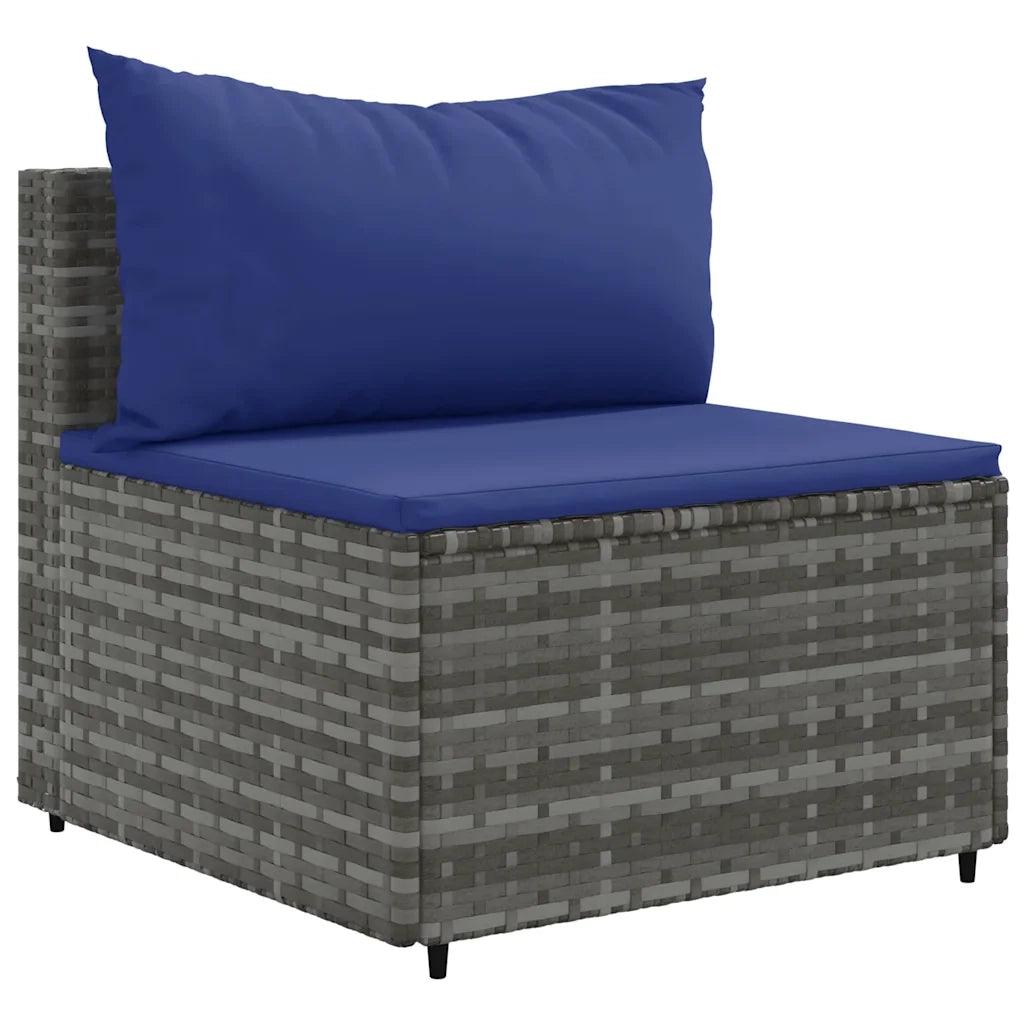 Set Divani da Giardino 7 pz con Cuscini in Polyrattan Grigio 3308191