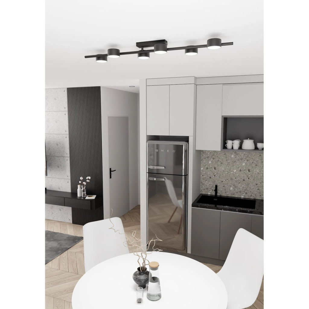 Faretto da soffitto BET a quattro luci in acciaio nero opaco