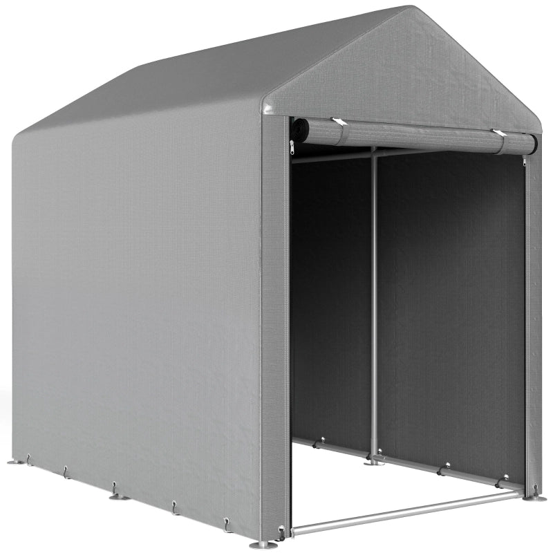 CASETTA DA GIARDINO con porta 120 x 179 x 165 cm Acciaio Grigio chiaro