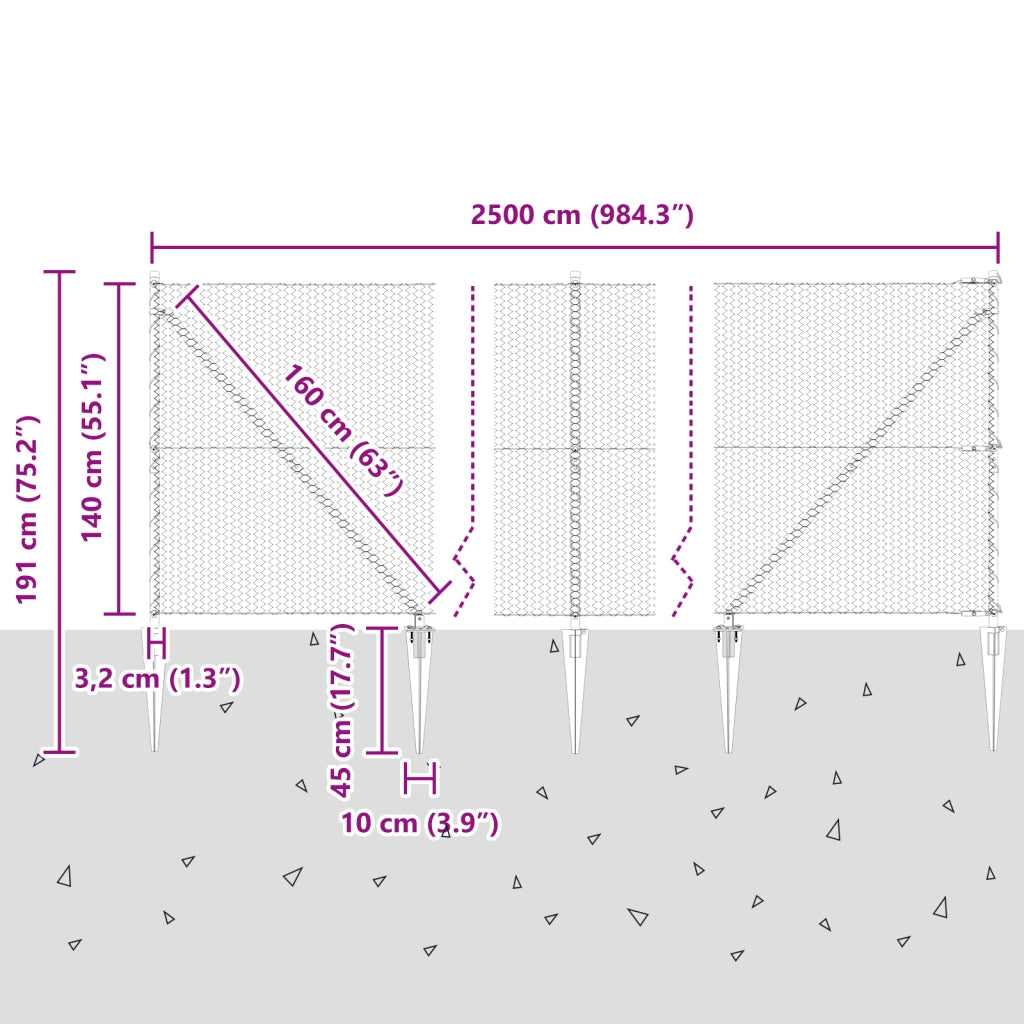 Recinzione Esagonale  Grigio 1.4x25 m Acciaio