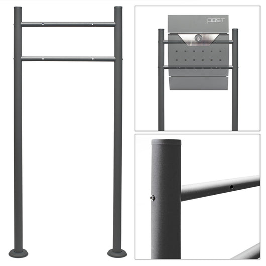 Telaio di supporto per cassetta postale singola autoportante, verniciato a polvere antracite