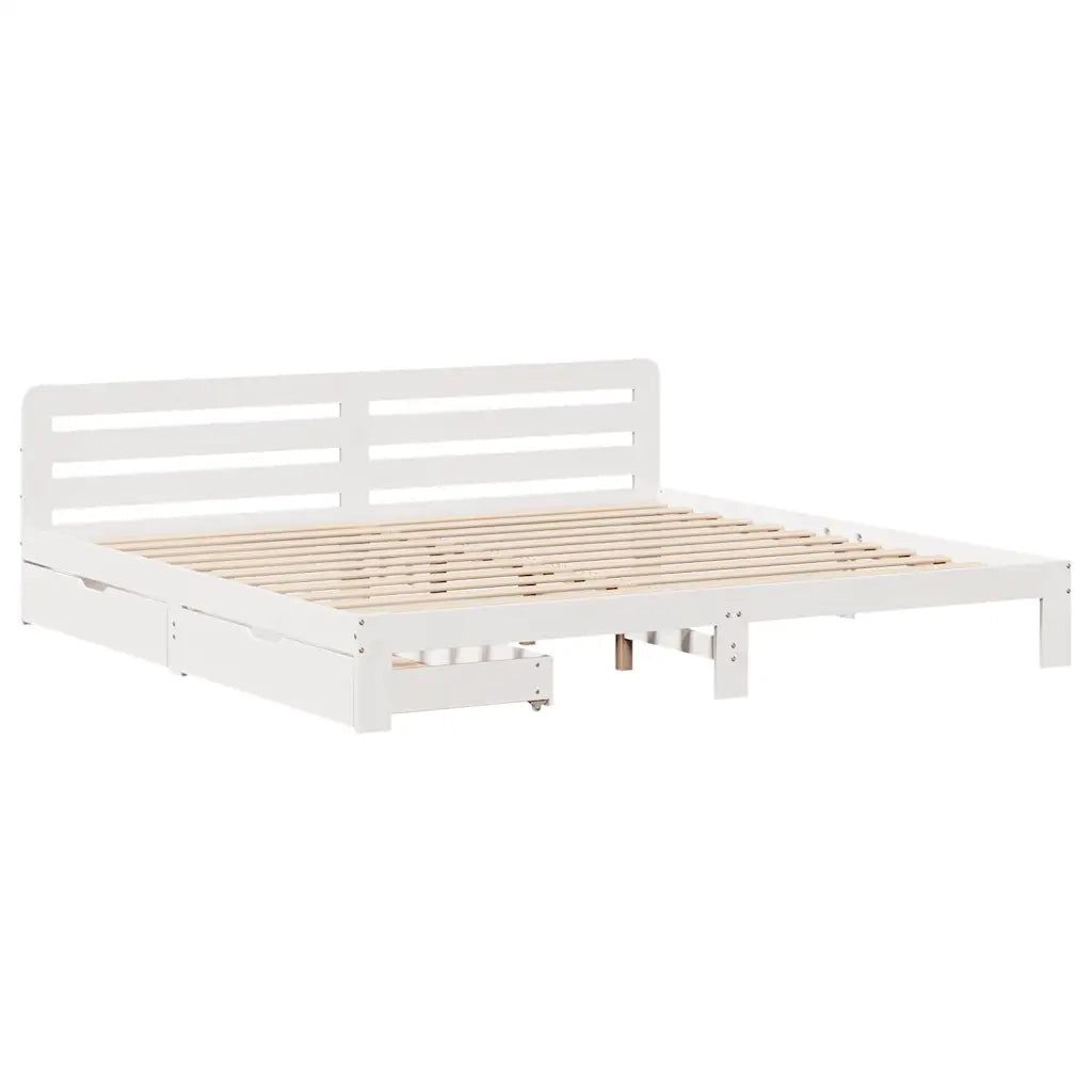Giroletto senza Materasso Bianco 200x200 cm Legno Massello Pino 3309858