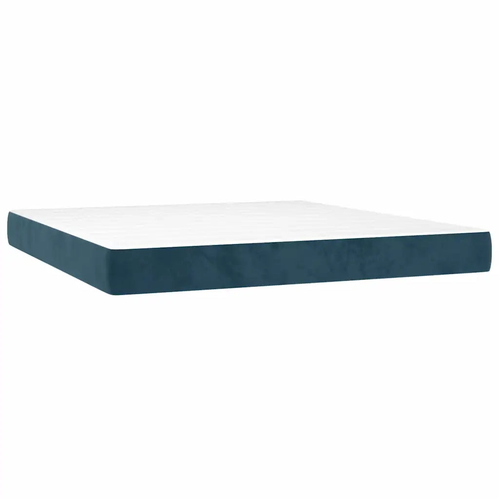 Giroletto a Molle con Materasso Blu Scuro 160x200 cm in Velluto