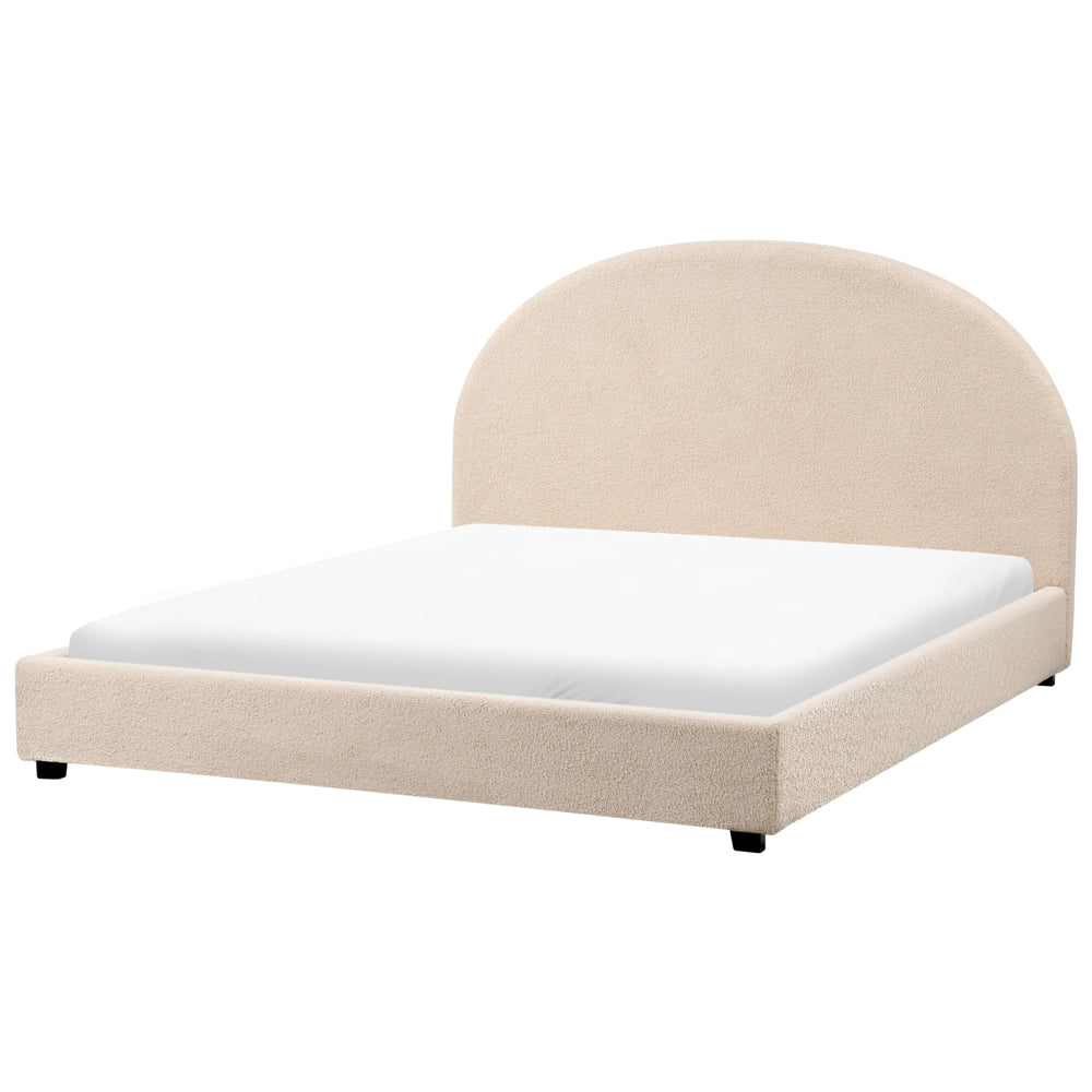 Letto matrimoniale in tessuto beige 160 x 200 stile retrò minimalista