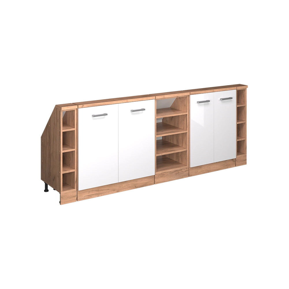 Set di mobili sottotetto Rion Bianco lucido/Rovere dorato Set di 5 Vicco