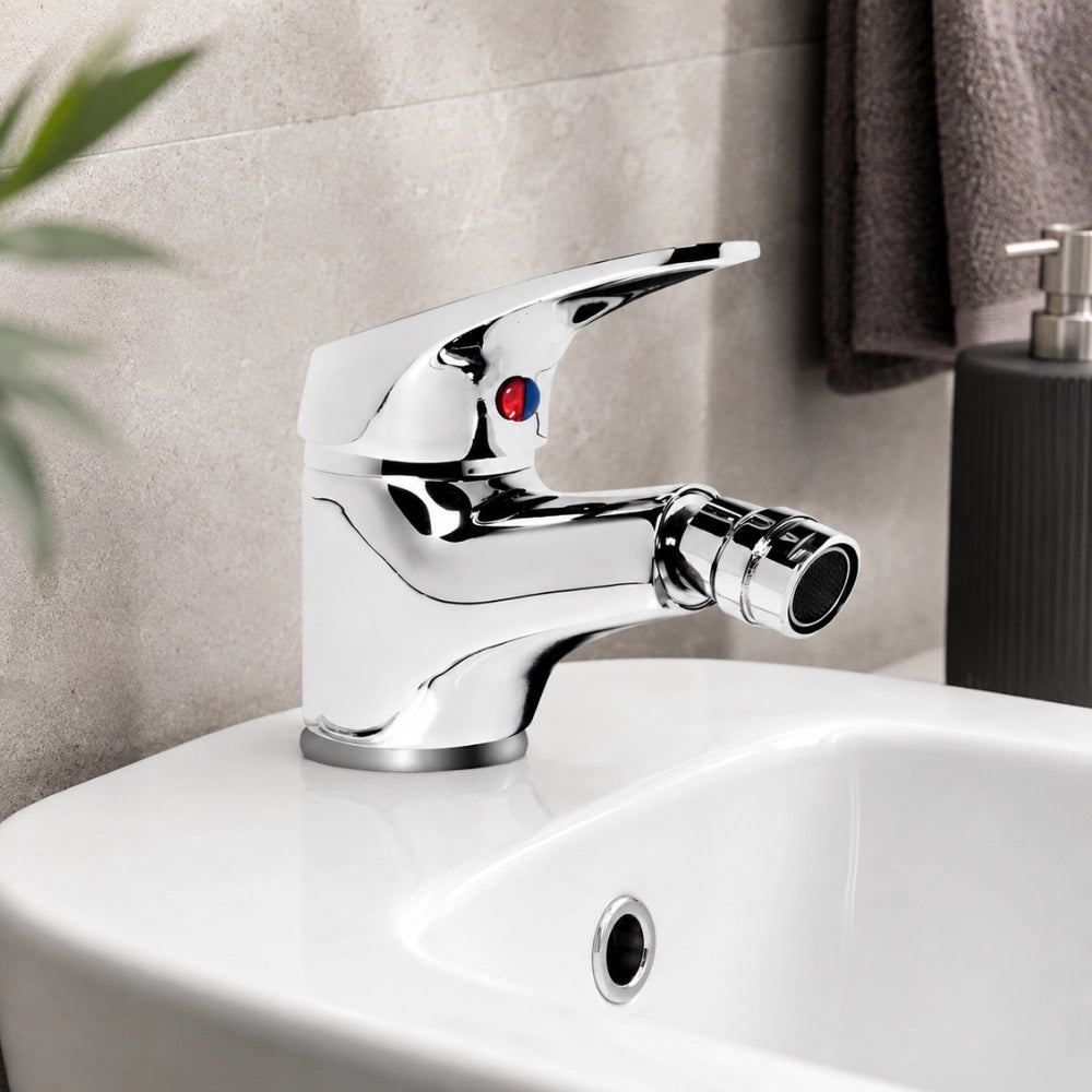 Fortunato rubinetto miscelatore bidet in ottone cromato con piletta