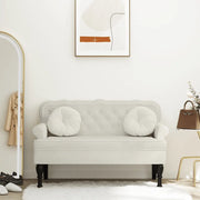 Panca con Schienale Crema 119,5x64,5x75 cm in Velluto 372163
