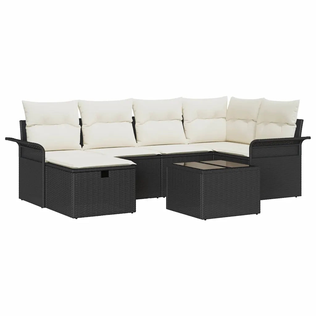 Set Divano da Giardino con cuscino 7 pcs Poly Rattan