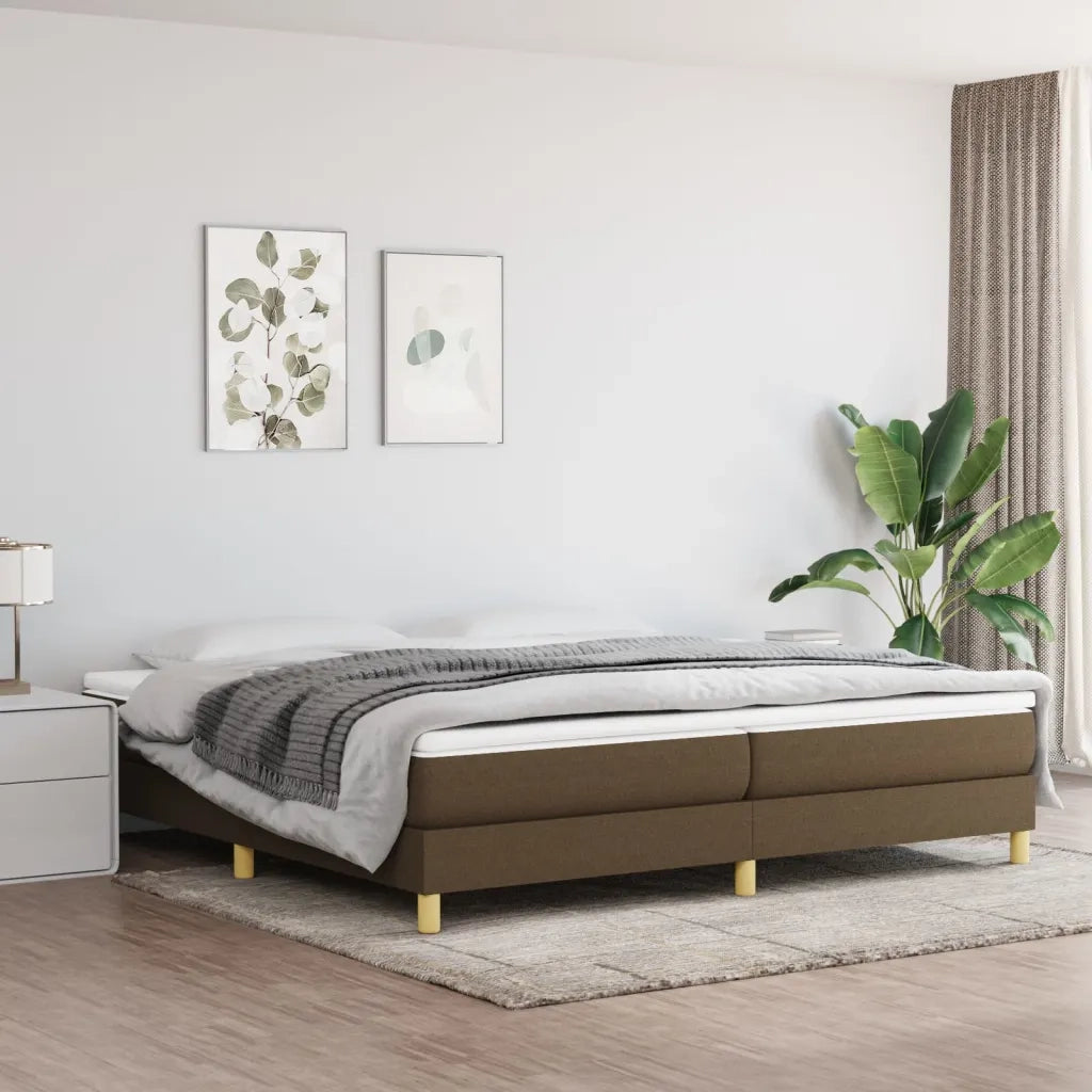 Struttura Letto a Rete a Molle Marrone Scuro 200x200 cm in Tessuto 3120641