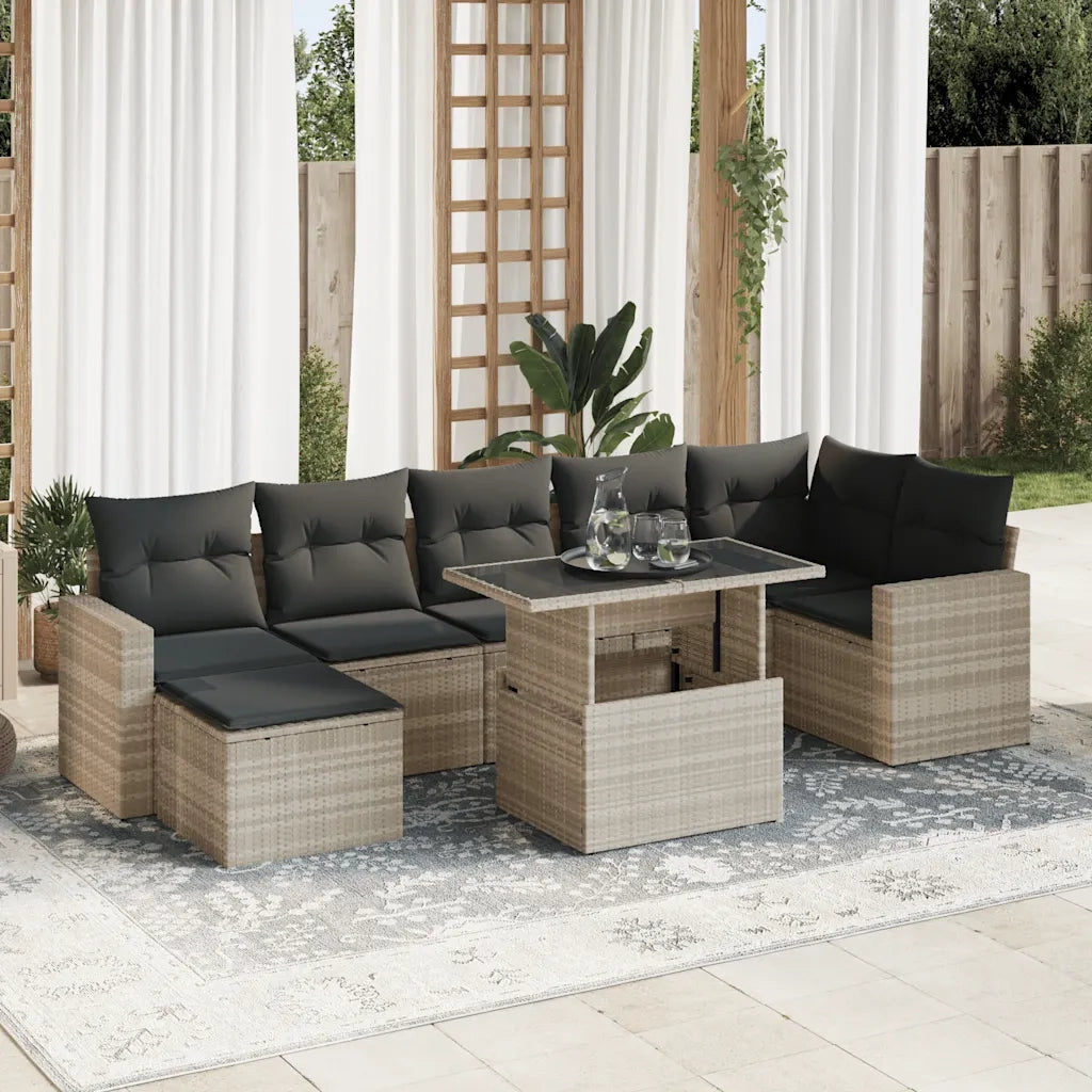 vidaXL Set Divano da Giardino 8pz con Cuscini Grigio Chiaro Polyrattan