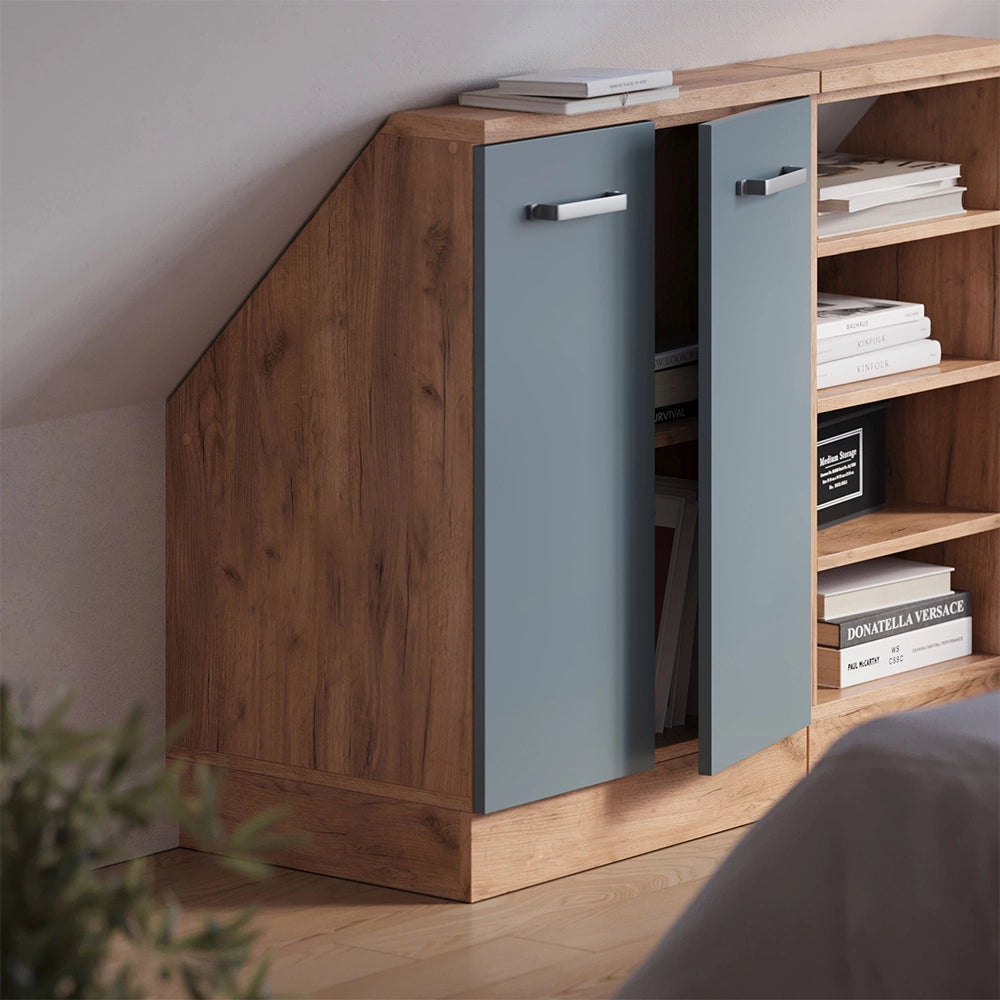 Mobile sottotetto Rion Grigio-blu/Rovere dorato con 2 porte Vicco