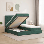 Letto ottomano con materasso 2 pz Verde Scuro Velluto 3457935