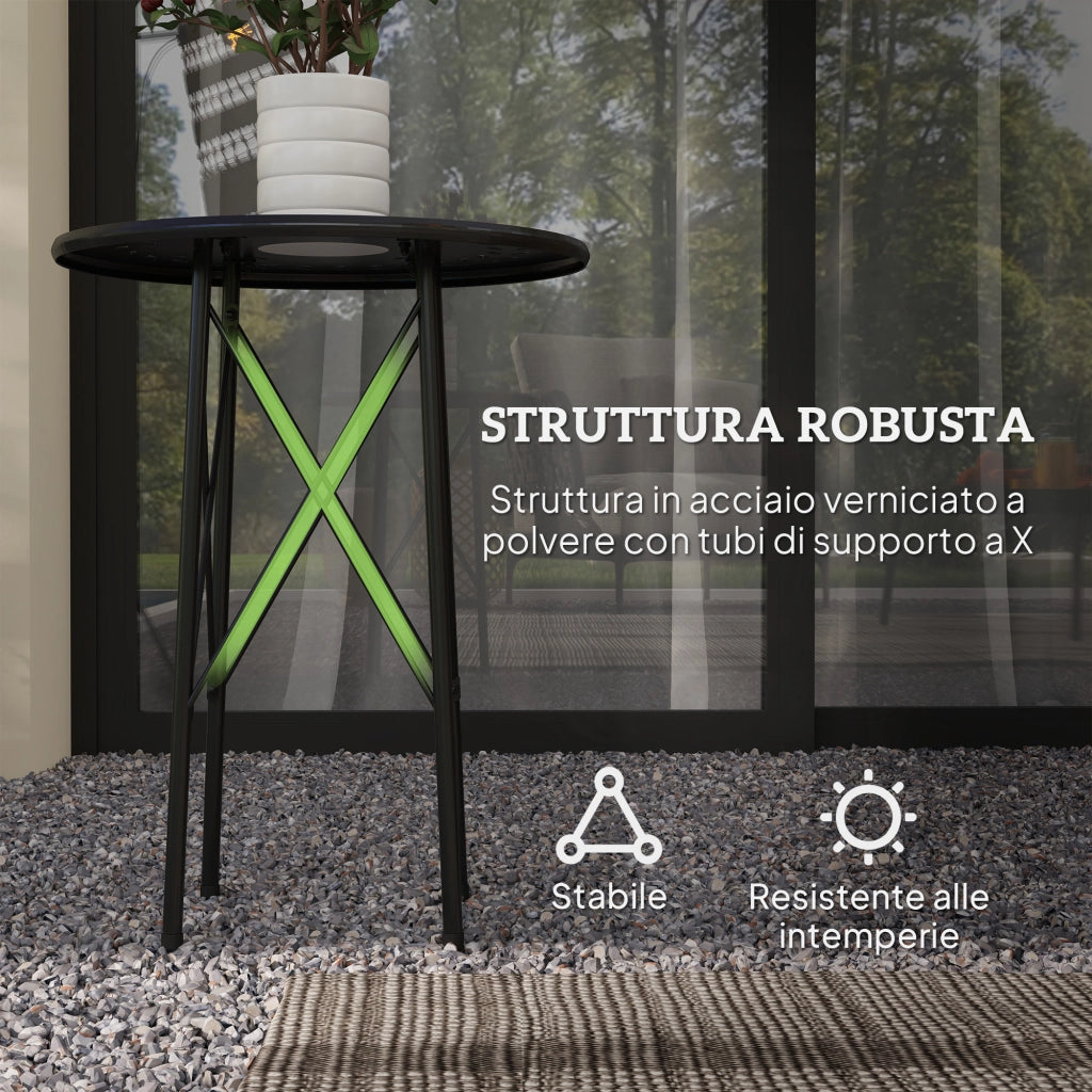 Tavolino da Giardino in Polyrattan ¨C Zephmum ¨C Nero ?40x50 cm