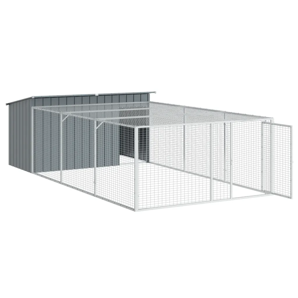 Cuccia per cani con recinto antracite 197x396x110 cm in acciaio zincato 3214225