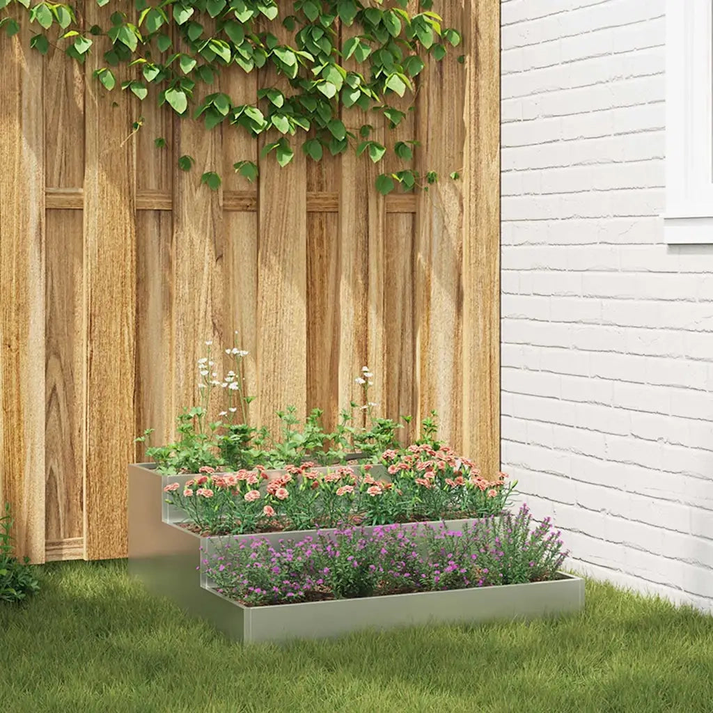 Vaso da giardino Argento 90 x 90 x 35 cm Acciaio zincato 865839