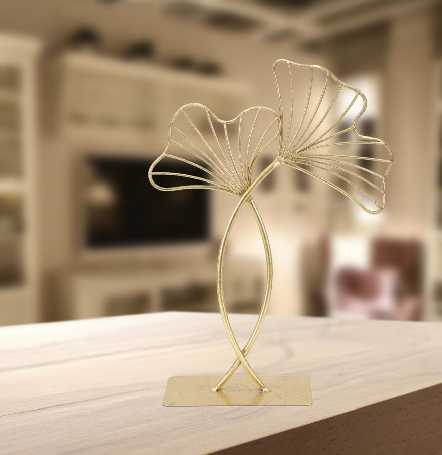 Scultura Leaf Glam 25x8,5x35 cm in Ferro Oro