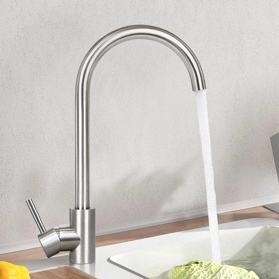 Cranio per cucina a parete in acciaio inossidabile 360° girevole - acqua calda e fredda - alta pressione - miscelatore per doccia