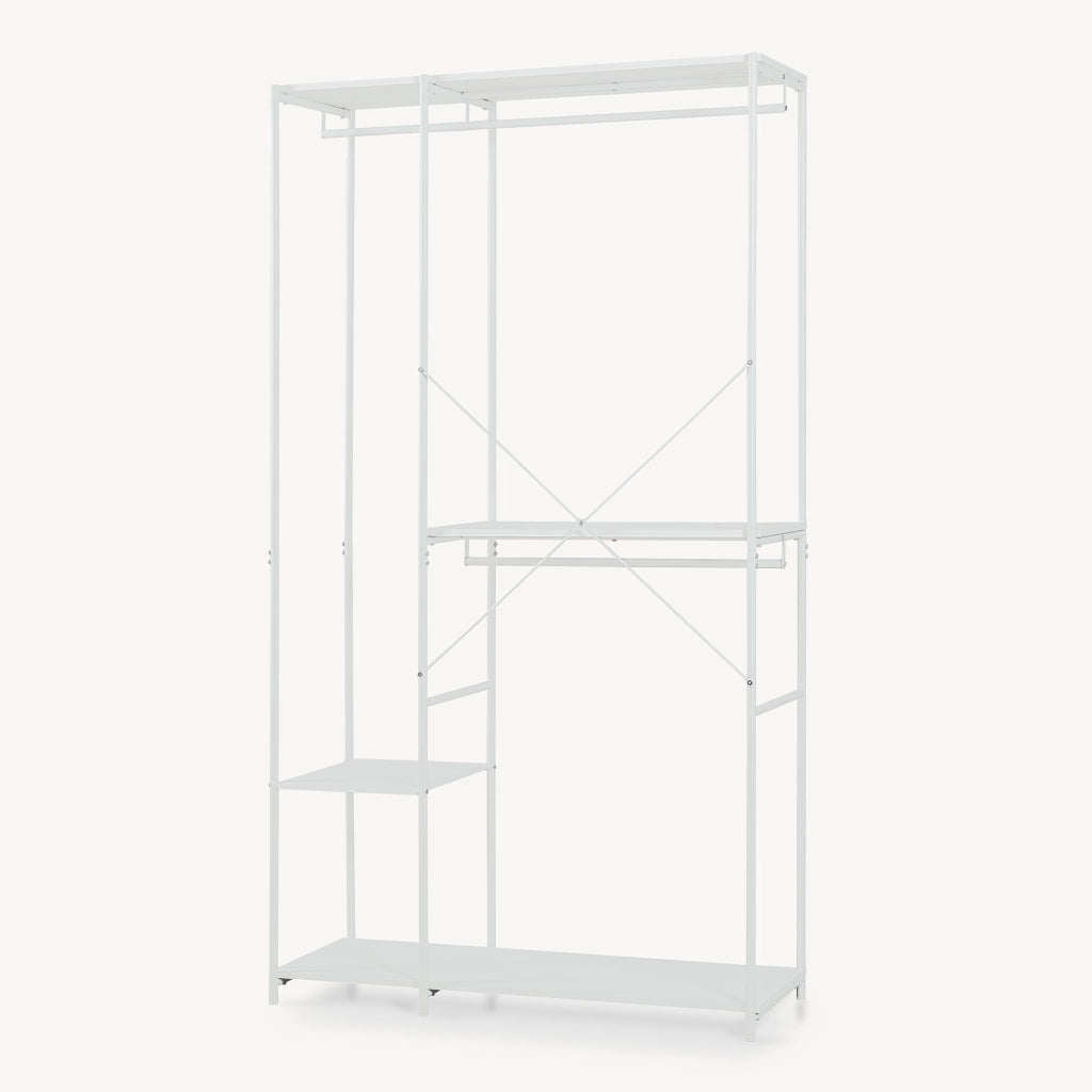 Guardaroba Aperto Verdfjorg con 3 Vani Appendiabiti e 3 Ripiani 200 x 110 x 40 cm - Bianco [en.casa]