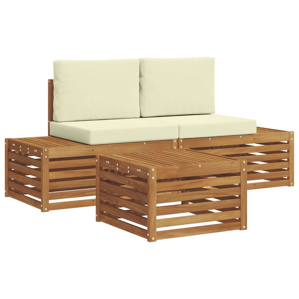 Set di divani da esterno-Sofa da giardino Naturale e Crema 59 x 59 x 37 cm