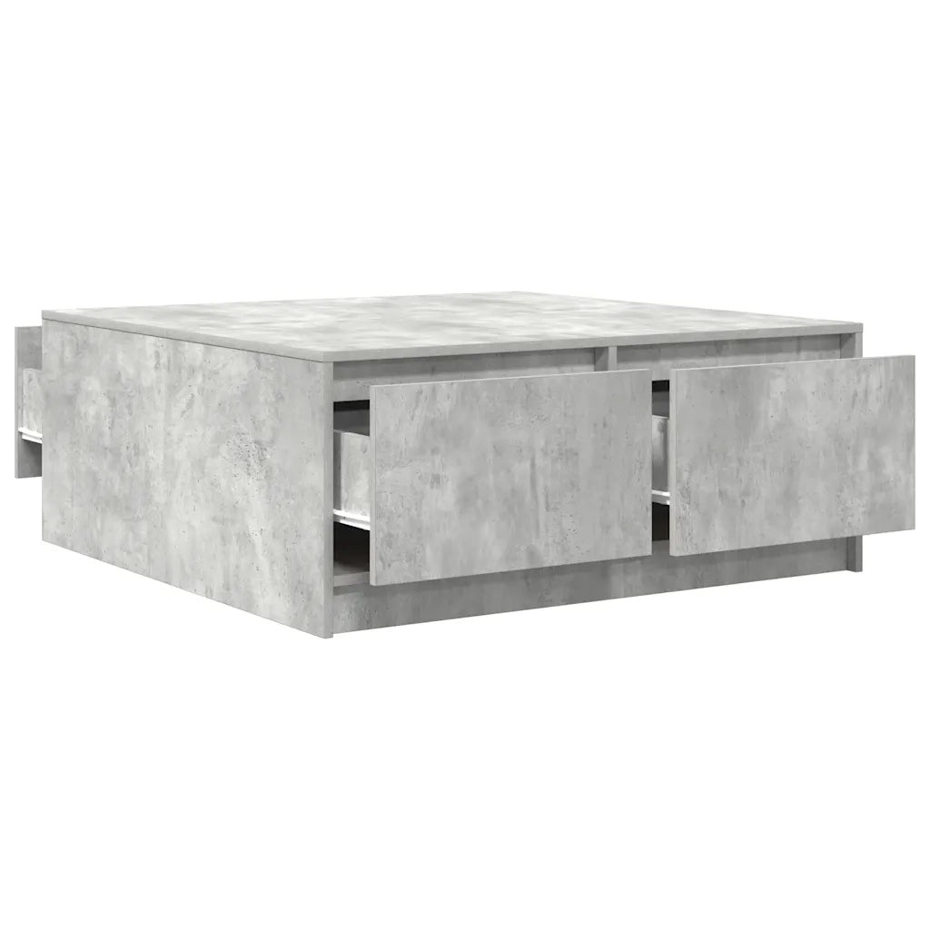 Tavolino da salotto | Tavolino da caff¨¨ | Tavolino da Soggiorno con Cassetti Grigio Cemento 100x100x40 cm