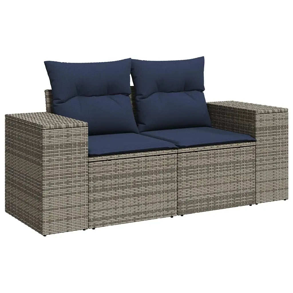 Set Divani da Giardino 7 pz con Cuscini Grigio in Polyrattan 3325697