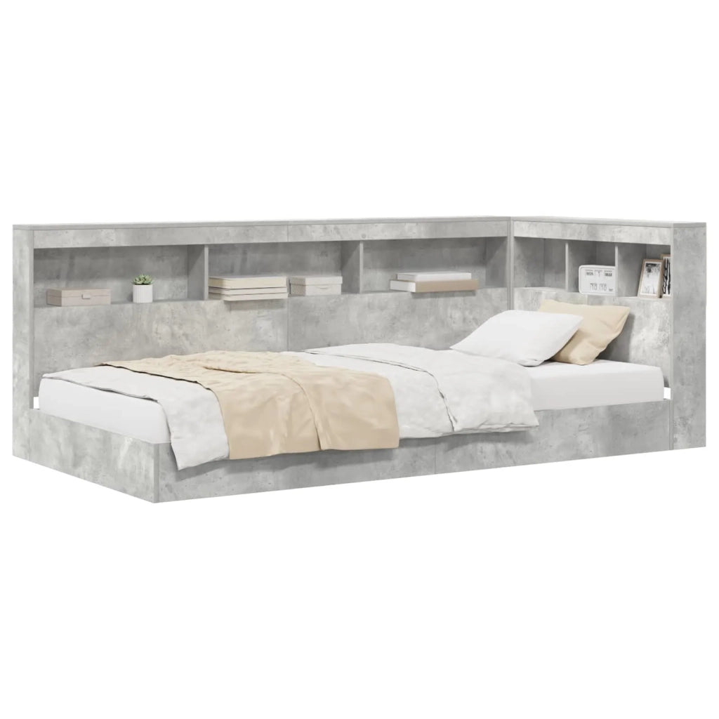 Letto Libreria Grigio cemento 75 x 190 cm Legno multistrato 3335756
