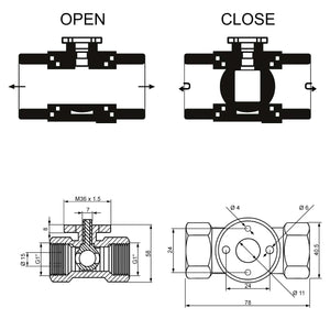 Valvola di zona motorizzata a due vie serie DQ225 230V DN25 33.7mm (1")