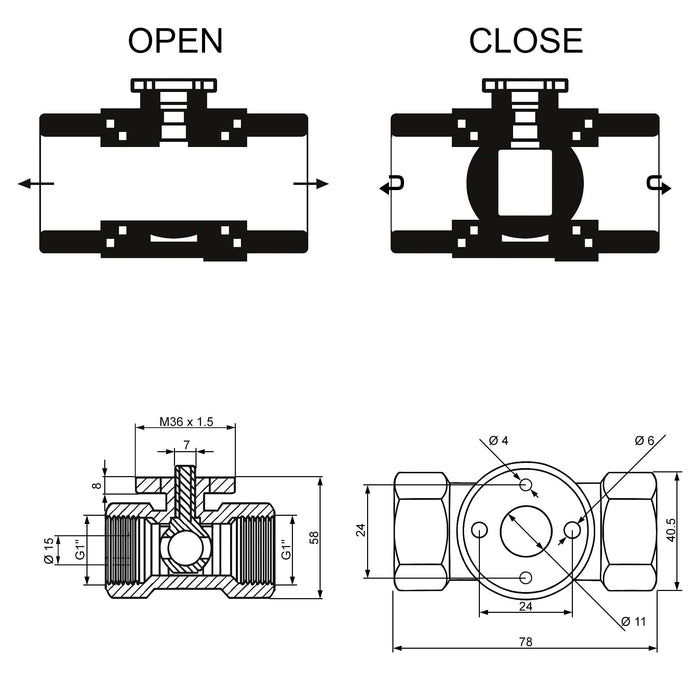 Valvola di zona motorizzata a due vie serie DQ225 230V DN25 33.7mm (1")