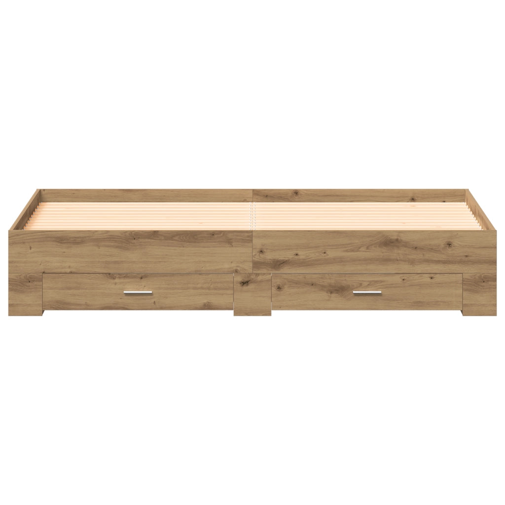 Struttura Letto  con Cassetti Rovere Artigianale 180x200 cm Legno Ingegnerizzato