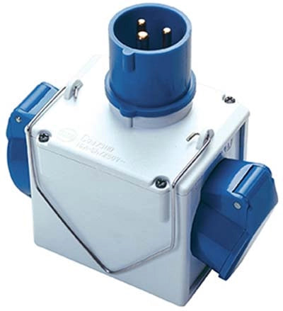 ADATTATORE DOPPIO SPINA BLUPRESA BLU FME  2P+T 16A IP44