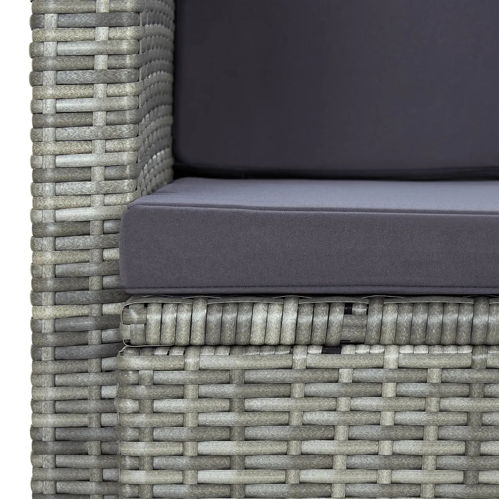 Divano da Giardino a 2 Posti con Cuscini Grigio in Polyrattan cod mxl 77259