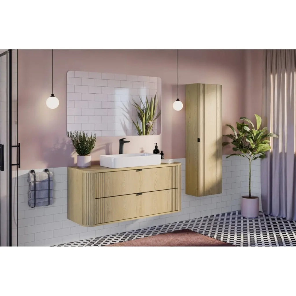 Set da bagno KORI: mobile sottolavabo 120cm + piano lavabo