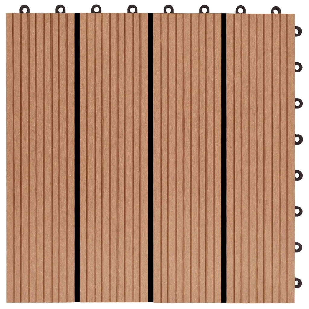 Piastrella per Decking 11 pz Teak riciclato 30 x 30 cm WPC CFW4416116