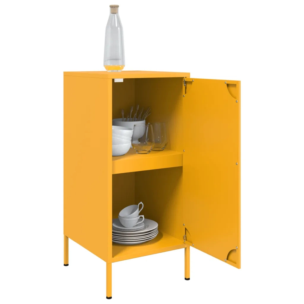Credenze 2 pz | Madia | Buffet da pranzo | Armadio da pranzo Giallo Senape 36x39x79 cm in Acciaio