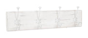 Biscottini Attaccapanni da parete in legno massiccio e ferro forgiato a mano finitura bianco anticato 78x10x21 cm