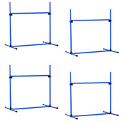 Set di agility per cani, 4 pezzi, 99x65x94 cm, altezza regolabile, con 2 barre per ostacoli, 2 pali da slalom e 4 pali da terra in plastica, blu