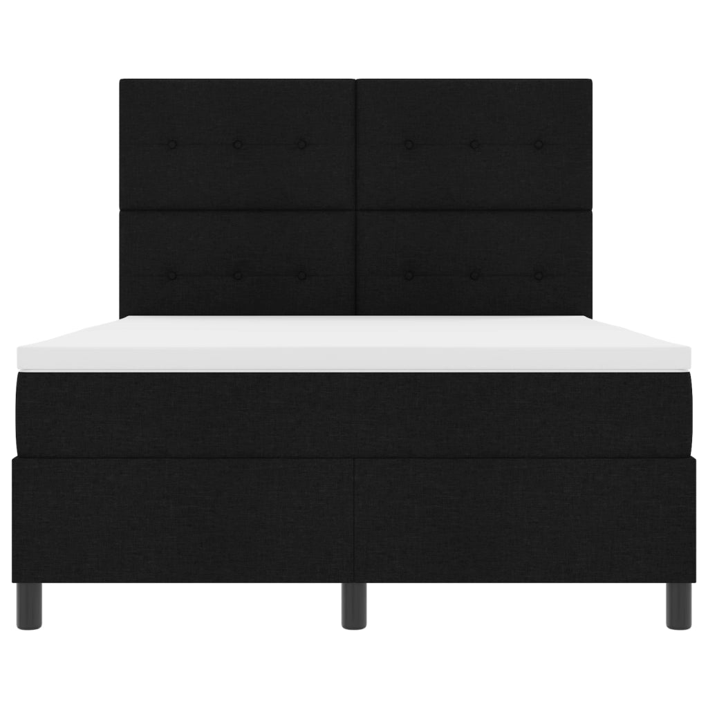 Letto Box Spring con Materasso e LED Nero 140x190 cm Tessuto