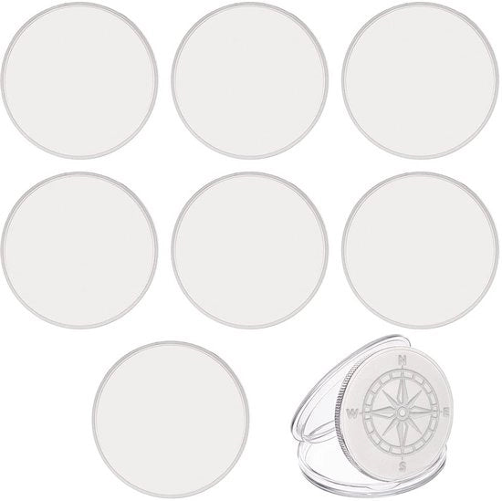 Kit di sfide 8 pezzi - 40 mm di diametro - Disco bianco argento - Scatola di plastica acrilica - Materiali per hobby - Esperienza artigianale - Medaglia
