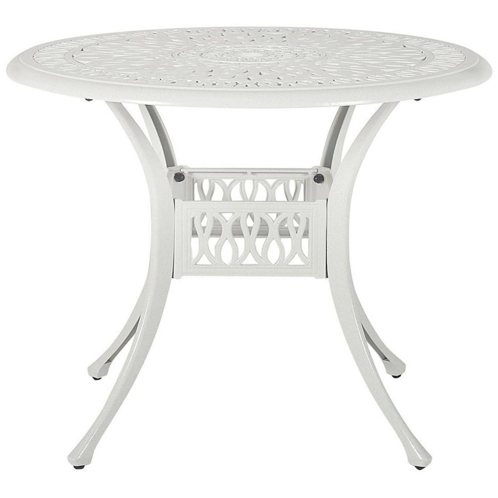 Tavolo Rotondo da Giardino Stile Vintage Alluminio Bianco sporco ø 90 cm