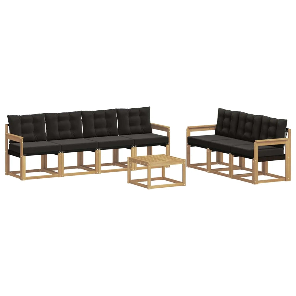 Set di divani da esterno 8 pz Bianco e Nero 3389278