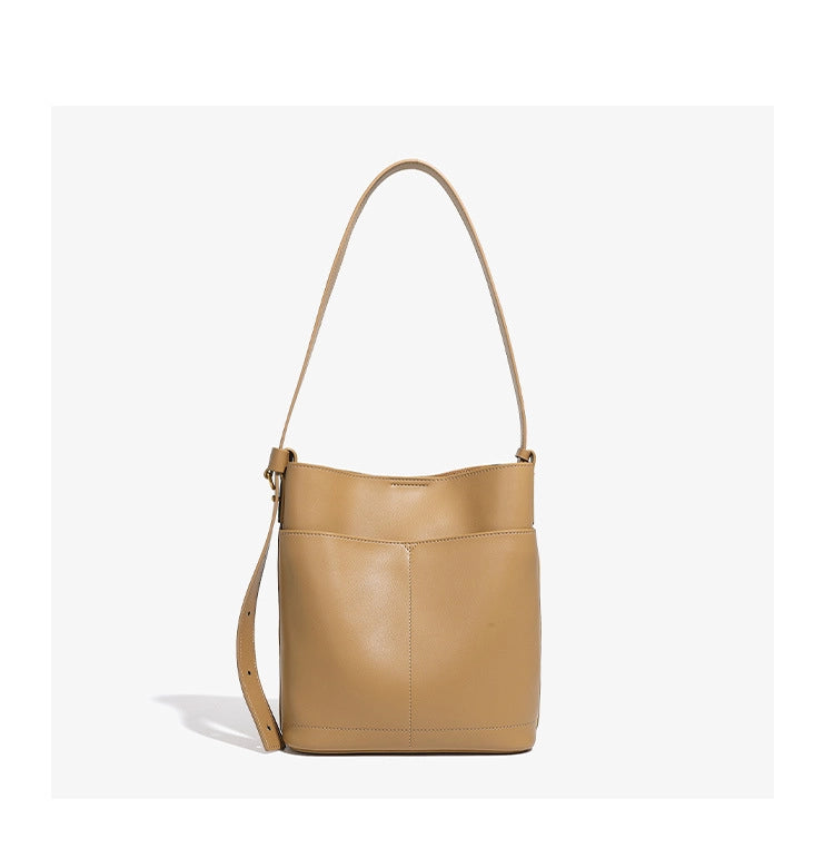 Borsa a tracolla da donna in vera pelle, ideale per viaggi e viaggi, colore bronzo.