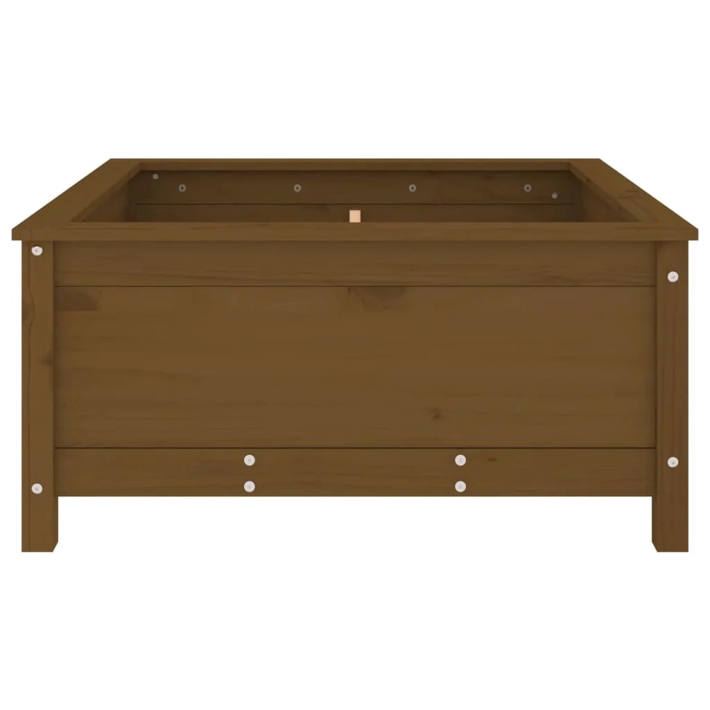 Fioriera rialzata per piante e fiori terrazza giardino 82,5 x 82,5 x 39 cm legno massello di pino marrone 02_0037945